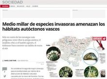 Medio millar de especies invasoras amenazan los hábitats autóctonos vascos Medio millar de especies invasoras amenazan los hábitats autóctonos vascos